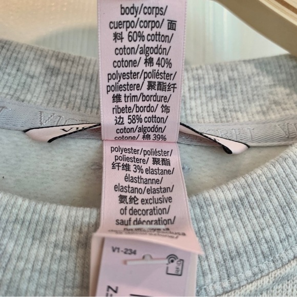 VS Snow Heather Grey Cotton Fleece Corset Crewneck Sweatshirt - Picture 11 of 12